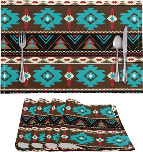 ZFRXIGN Western Aztec - Juego de 4 manteles individuales resistentes al calor, decoración de restaurante, cafetería, para mesa de comedor,