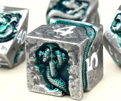Miniatura 14 de Rule Dice Dados D&D de 7 Dados de Metal DND, Juego de Dados Metálicos Ponderados de Calabozos y Dragones, Juegos de Dados Poliédricos D y D Grandes