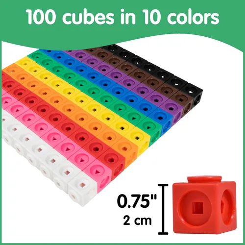 Miniatura 3 de edxeducation Cubos de matemáticas Juego de 100 bloques de conteo con 5 formas Elementos manipulativos de matemáticas para preescolares