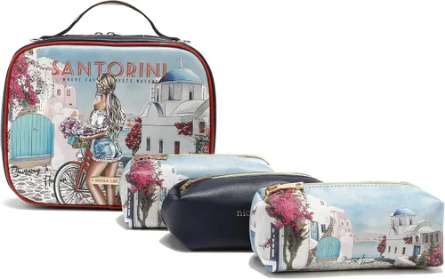 Miniatura 10 de Nicole Lee Juego de bolso cruzado de viaje con 3 bolsas de maquillaje con estampado de moda, organizador de artículos de tocador para mujer