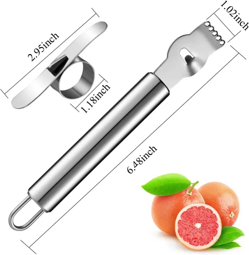 Miniatura 2 de Mudder 4 piezas de rallador de limón, pelador de naranja de acero inoxidable para cócteles, pelador de torsión de limón con cuchillo de canal