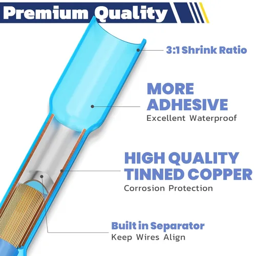 Miniatura 4 de 330 piezas haisstronica Conectores de tope termoencogibles impermeables grado marino, kit de conectores de cable eléctrico con aislamiento de cobre
