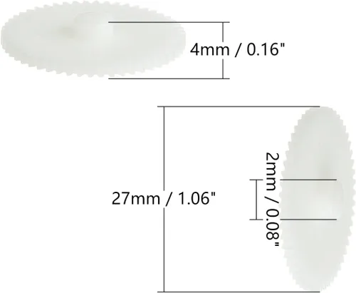 Miniatura 2 de Bettomshin 10 engranajes helicoidales, 1.063x0.079x0.181 in/1.06x0.08x0.18(ODxIDxT) 522A 0.5módulo, engranaje de plástico blanco de alta velocidad