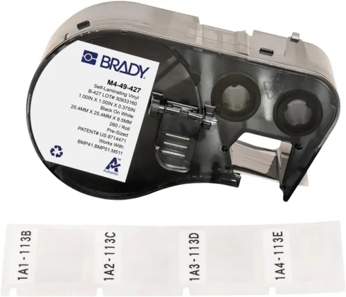 Miniatura 24 de Brady Auténticas etiquetas envolventes de vinilo autolaminables (M4-91-427) de 1.5 pulgadas de alto x 1 pulgada de ancho, negro sobre blanco