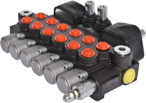 Miniatura 4 de Válvula de control direccional de retroexcavadora hidráulica de 2 joysticks, 6 carretes, 11 GPM