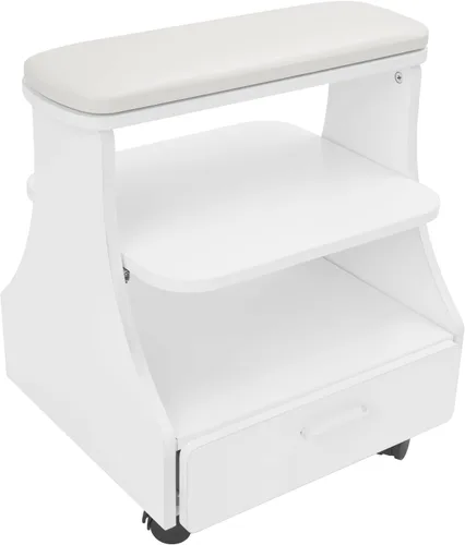 Miniatura 11 de Carrito de pedicura con 4 ruedas con frenos, carrito portátil de spa con cajón práctico, soporte de baño de pies de pedicura, reposapiés de pedicura