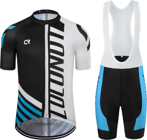 Coconut Ropamo CR Men's Cycling Jersey Set Road Bike Jersey Zipper Pocket Bib Shorts with 4D Padded Cycling Clothing Set