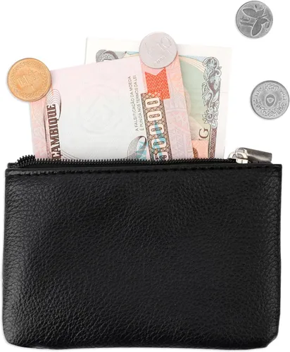 Miniatura 4 de Paquete de 2 monederos, monedero pequeño portátil de piel sintética con cremallera, monedero pequeño para mujer, tarjeta de crédito, facturas