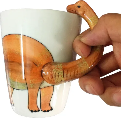 Taza de cerámica 3D de dinosaurio, mango de dragón de cuello largo, novedoso regalo para Navidad, Día de Acción de Gracias, Día de la Madre, Día del