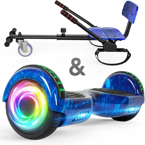 SISIGAD Accesorio para asiento de scooter, 6.5 pulgadas, auto equilibrante, Go Kart, con Bluetooth y luces LED 6.5" azul+azul