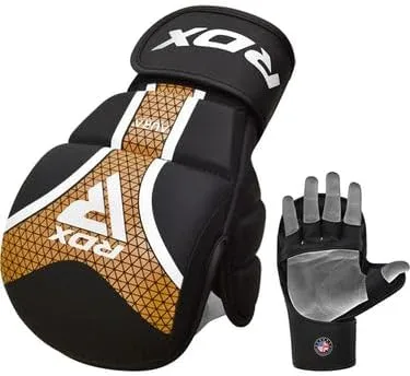 Miniatura 4 de RDX Guantes MMA Sparring Grappling, Maya Hide Leather Wrist Support, Cage Fighting Combat Sports Boxing Glove Training, Muay Thai, saco de boxeo