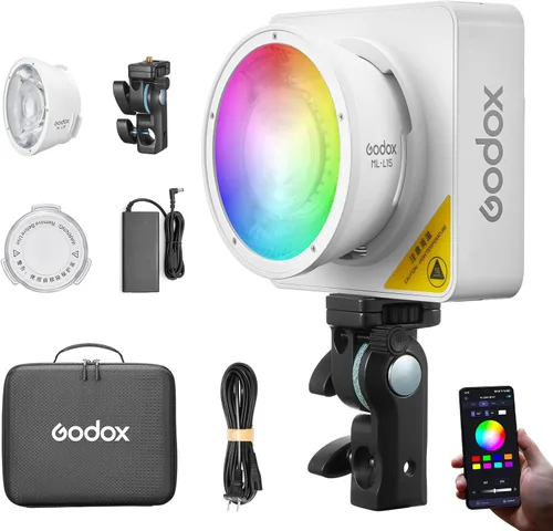 Godox ML100R Godox Luz de Video RGB 110W – 1800K-10000K a Todo Color, 14 Modos FX, USB-C/Alimentación Múltiple, Alto CRI 97+ para Transmisión en