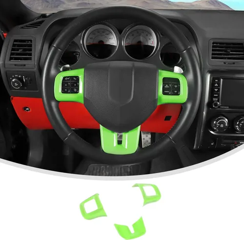 Miniatura 12 de Linskip Moldura para volante compatible con Dodge Challenger/Charger/Durango/Dart 2009-2014 y Journey 2013-2022, funda para volante para accesorios