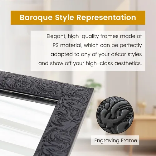 Miniatura 4 de Beauty4U Espejo de Pared de Cuerpo Entero - A Prueba de Explosiones, Rectangular con Marco Flotante para Decoración de Habitaciones, 50" x 14", Negro