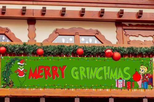Miniatura 4 de Nepnuser Bandera de Navidad Verde para Valla de Jardín Decoración de Fiesta de Vacaciones de Invierno Navidad Gran Letrero Colgante para Casa Jardín