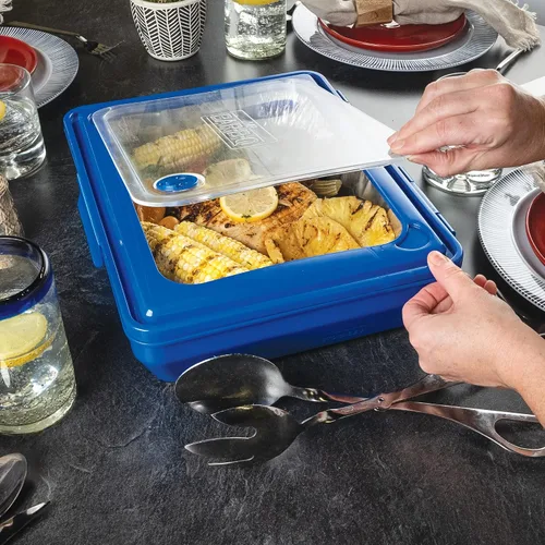 Miniatura 8 de Mr. Bar-B-Q Bandeja para cocinar, transportar y servir para uso en interiores y exteriores, fácil de servir con parte superior transparente extraíble
