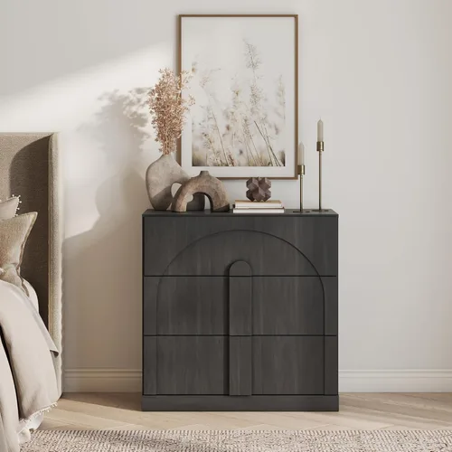 Miniatura 29 de BELLEZE Aparador Modular Acanalado Buffet con Almacenamiento, Mesa Consola Moderna de Mediados de Siglo con Puertas Arqueadas Simétricas, Elegante