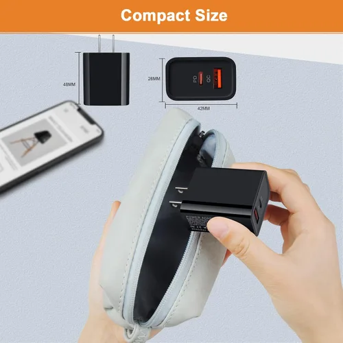Miniatura 6 de Cargador USB tipo C de 20 W, cargador de carga rápida para Samsung Galaxy A17/A16/A07/S25FE/S25 Ultra/S25 Negro
