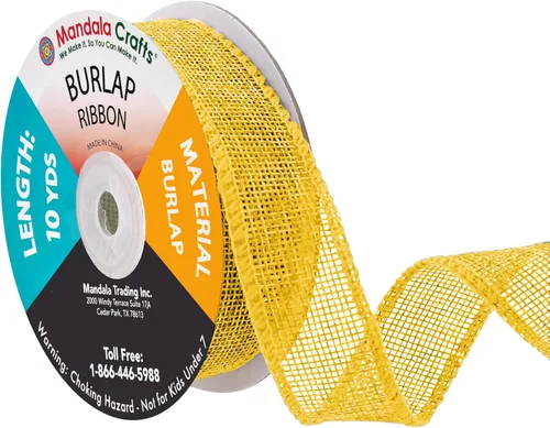 Miniatura 71 de Mandala Crafts Cinta de arpillera verde con alambre para corona, cinta de arpillera con alambre verde rústico de yute natural, 1 pulgada de ancho