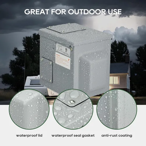 Miniatura 7 de RVGUARD Caja de toma de corriente de 30 amperios, 125 voltios, cerrada, resistente a la intemperie, NEMA TT-30R, panel de receptáculo eléctrico al