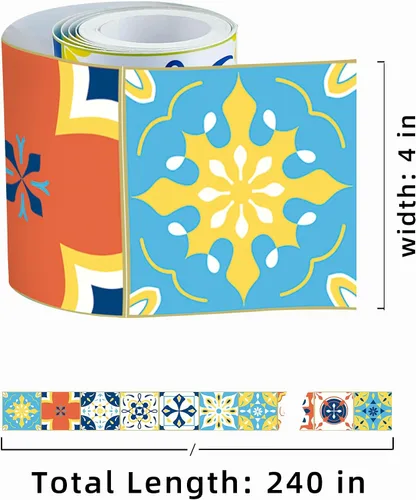 Miniatura 2 de FLFK Adhesivos de Azulejos de Borde de Pared Despegar y Pegar Papel Tapiz de Borde para Salpicadero de Cocina Baño Cuarto de Ducha, 4"x240