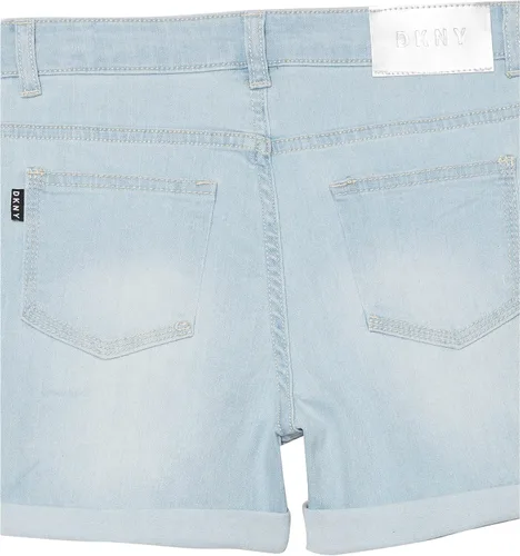Miniatura 4 de DKNY Pantalones cortos clásicos de mezclilla con 5 bolsillos para niña