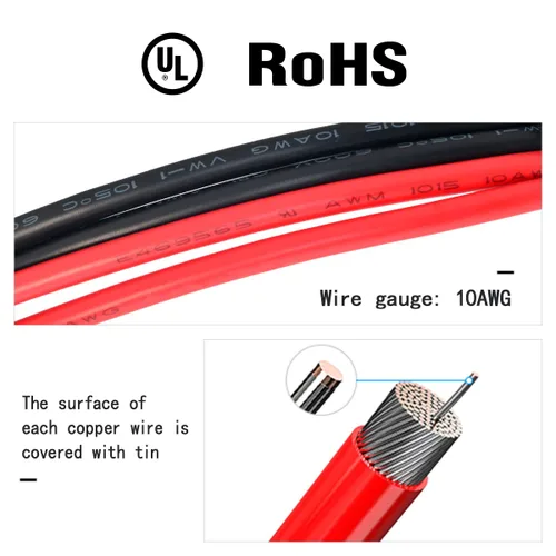Miniatura 3 de ELFCULB Cable Conector SAE, 10AWG 1FT 2 Pines Conector Rápido SAE Enchufe de Desconexión para Panel Solar Carro Motocicleta (Paquete de 2)