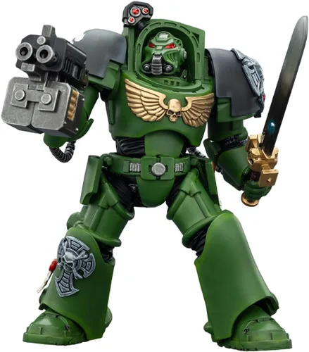 Miniatura 4 de JOYTOY Warhammer 40,000 1/18 Figura de acción Salamanders Terminator 1 con espada de poder y bolter de tormenta, modelo de colección de regalos
