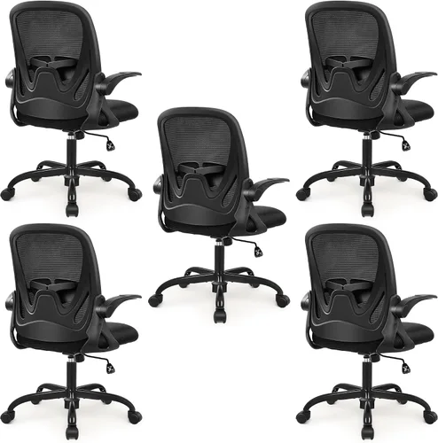 Miniatura 18 de Primy Silla de Oficina Ergonómica Silla de Escritorio con Reposabrazos Abatibles Silla Giratoria de Escritorio de Malla Transpirable para Caqui