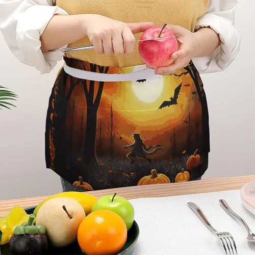 Miniatura 4 de Server Aprons with 3 Pockets Waist Apron Waterproof Half Apron Short Cooking Aprons Bib