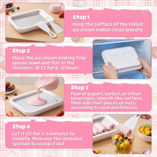 Miniatura 5 de 2 juegos de rodillos de helado instantáneos DIY en casa, máquina de helados enrollados caseros bandeja de yogur congelado para reuniones familiares