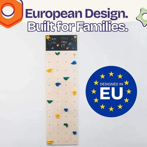 Miniatura 7 de ComfyBumpy Pared de escalada en roca para niños Juego de gimnasio para juegos de interior con pizarra de dibujo y 12 soportes antideslizantes