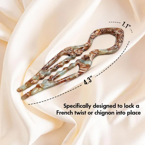 Miniatura 2 de Horquillas acrílicas de lirio francés para mujer, 4 pinzas elegantes texturizadas para cabello fino, grueso, largo y mediano, horquillas