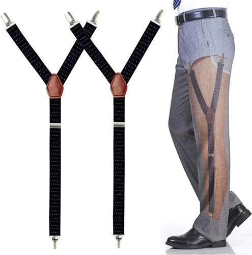 GUOMAN Para hombre estilo Y, correas elásticas ajustables para camisa, abrazaderas antideslizantes, color negro, talla L, Negro -