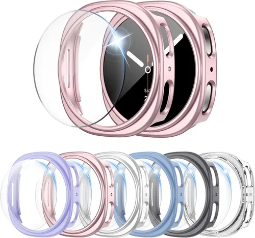 Miniatura 13 de [2+4] Paquete para Samsung Galaxy Watch FE/Galaxy Watch 5/Galaxy Watch 4 de 1.575 pulgadas, carcasa protectora de policarbonato duro + película