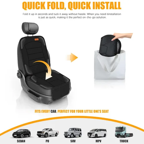 Miniatura 7 de Siivton Protector de Asiento de Coche para Asiento de Niño, Funda Impermeable para Asientos de Cuero y Tela, 2 Bolsillos de Malla, Fondo Negro