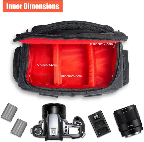 Miniatura 2 de FOSOTO Funda de hombro para cámara DSLR compatible con Canon EOS Rebel T7 T6 4000D 80D 90D 6D Mark II, Nikon D3500 D3400 D5600 D60 D750, Sony SLR