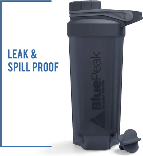 Miniatura 6 de BluePeak Botella mezcladora de proteínas de 28 onzas, paquete de 3 con tapa giratoria. Sin BPA, bolas agitadoras incluidas (morado, rojo y gris)
