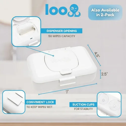 Miniatura 5 de Loo Discreto dispensador de toallitas desechables – Se adapta solo a toallitas desechables de tamaño estándar – Soporte de baño de montaje con Blanco