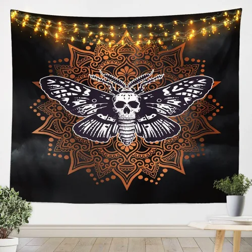 Miniatura 4 de Erosebridal Tapiz para colgar en la pared, diseño gótico de calavera de azúcar, pequeño, 51 x 59 pulgadas, para niñas, adolescentes, mujeres