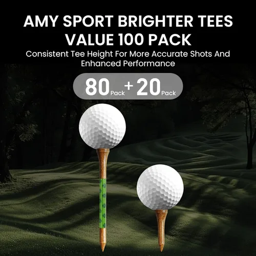 Miniatura 2 de Amy Sport Camisetas de golf de madera de abedul occidental, paquete de 100 unidades, 80 camisetas de 2 3/4 o 3 1/4 pulgadas con 20 camisetas cortas