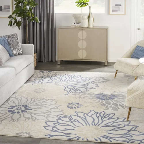 Miniatura 47 de Nourison Passion - Alfombra azul, de 6 pies, 7 pulgadas x 9 pies, 6 pulgadas, floral, campestre, fácil de limpiar, no desprende pelo