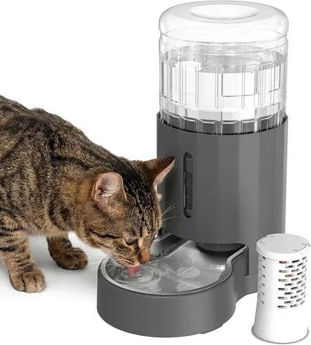 Miniatura 12 de JUNSPOW Dispensador de agua para gatos con cuenco de acero inoxidable, dispensador automático de agua por gravedad para gatos o perros pequeños