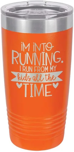 Miniatura 11 de Taza con texto en inglés "I RUN FROM MY KIDS 20oz Drink Tumbler with Straw », grabada con láser, taza de viaje con divertidas citas de Yeti Rambler