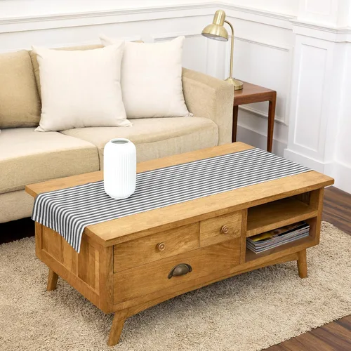 Miniatura 15 de Solino Home Camino de mesa de lino de 36 pulgadas – Amalfi Stripe 100% lino puro, camino de mesa azul marino y blanco, 14 x 36 pulgadas, ideal