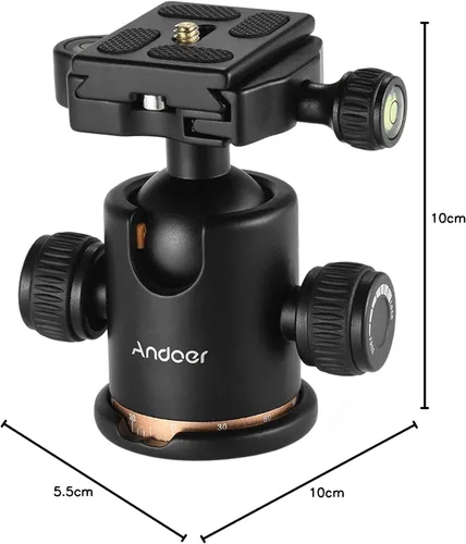 Miniatura 7 de Andoer cabezal de trípode, con rotación de 360 grados. Trípode para cámara con placa de liberación rápida y cabeza de bola, carga máxima de 8 kg