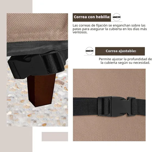 Miniatura 5 de ULTCOVER Funda impermeable para sofá de patio en forma de L y orientación derecha, para muebles modulares de 6 plazas, 110 pulgadas de ancho marrón