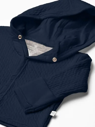 Miniatura 2 de HonestBaby Chamarras con capucha frontal a presión, parte superior con cierre lateral, sudaderas con capucha en algodón 100% orgánico para bebés