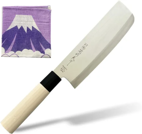 Miniatura 13 de KAKUSEE Seki Tsubazo - Cuchillo Deba pequeño de 3.9 pulgadas y juego de tela de pintura japonesa, cuchillo de chef japonés para pescado y carne