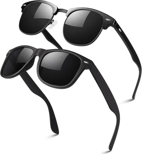 LINVO Gafas de sol polarizadas sin montura para hombres y mujeres, lentes de sol clásicos retro con medio marco para conducir, protección UV B Borde